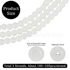 3 нитка круглых бусин из искусственного нефрита&nbsp;DGLA-PA0001-01A