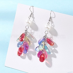 Серьги-кисточки с каплевидной формой из стекла и пластика&nbsp;EJEW-JE06818