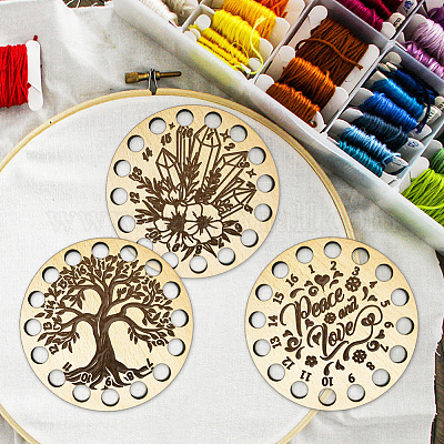 16-позиционные деревянные лотки для хранения ниток для вышивания&nbsp;TOOL-WH0056-033-1