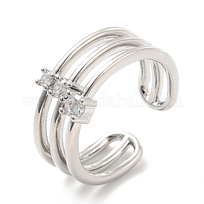 Прозрачное кубическое циркониевое тройное открытое кольцо-манжета RJEW-E064-10P-1