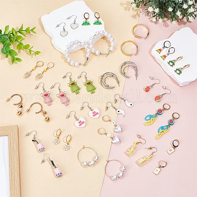 5 комплект сережек-подвесок из железной смолы&nbsp;EJEW-UN0002-80-1