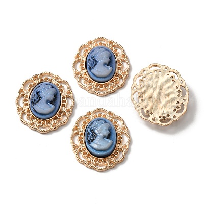 Непрозрачная смола овальные камеи кабошоны из сплава FIND-WH0126-120KCG-1