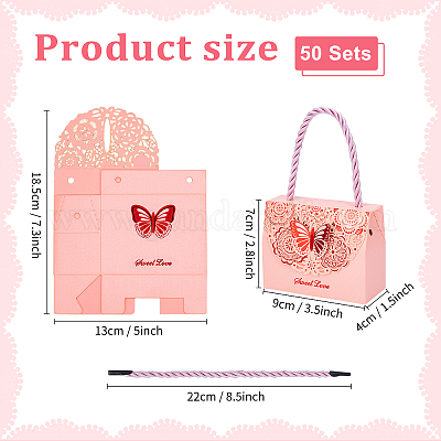 50 упаковка полых подарочных коробок для конфет с цветочным рисунком&nbsp;ABAG-TW0001-02-1