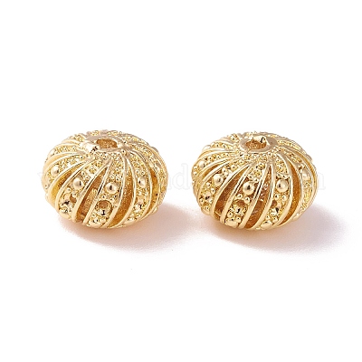 Латунная полая бусина rondelle со стразами&nbsp;KK-P226-09CG-1