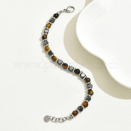 Браслеты из бусин из натурального тигрового глаза и немагнитного синтетического гематита для повседневной носки и вечеринок EA3590-2-1