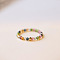 Natural Rainbow Tourmaline Round Beaded Finger Rings, Golden, US Size 6(16.5mm)