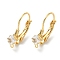 Square Brass Micro Pave Clear Cubic Zirconia Leverback Earring Findings, Nickel Free, with Loop, Real 18K Gold Plated, 19.5x5.5x11.5mm, Hole: 0.9mm, Pin: 0.9mm