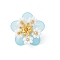 Glass Seed Beaded Flower Pendants, with Acrylic & Alloy & Brass, Light Sky Blue, 11x20.5x20mm, Hole: 2mm