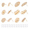12Pcs 6 Style Brass Stud Earring Findings, with Vertical Loops and 30Pcs Plastic Ear Nuts, Polygon & Vortex & Rhombus & Flat Round, Real 18K Gold Plated, 12~22x12~19mm, Hole: 1.6~2.5mm, Pin: 0.5~1mm, 2Pcs/style