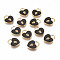 Alloy Enamel Charms, Heart Lock, Light Gold, Black, 13x11x1.5mm, Hole: 3x4mm