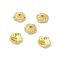 Rack Plating Brass Beads Caps, with Clear Cubic Zirconia, Long-Lasting Plated, Lead Free & Cadmium Free, Flower, Golden, 6x6x2mm, Hole: 1mm