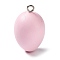Easter Theme Spray Painted Wood Pendants, Easter Egg Charms with Platinum Tone Iron Loops, Pink, 46~48x28~29mm, Hole: 4mm