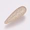 Brass Micro Pave Cubic Zirconia Beads, teardrop, Golden, 37x12mm, Hole: 0.5mm