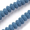 Natural Lava Rock Beads Strands, Dyed, Rondelle, Steel Blue, 10~11x6mm, Hole: 1.8mm, about 34 pcs/Strand, 7.87 inch(20cm)