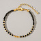 Bohemian Style Natural Gold Obsidian Round Beaded Bracelets for Women, Non-magnetic Hematite, Faceted, Inner Diameter: 6-1/2 inch(16.5cm)~6-3/4 inch(17cm)