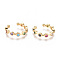 Golden Plated Brass Micro Pave Cubic Zirconia Cuff Earrings, Long-Lasting Plated, Colorful, 17x16x3mm