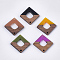 Resin & Walnut Wood Links connectors, Rhombus, Mixed Color, 27.5x27.5x3~3.5mm, Hole: 2mm
