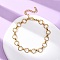 304 Stainless Steel Ring Link Chain Anklets, Real 14K Gold Plated, 8 inch(20.4cm)