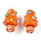 Handmade Lampwork Bumpy Beads, Christmas Tree Charms, Orange Red, 17.5~20x11~14.5mm, Hole: 1~1.6mm