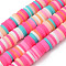 Handmade Polymer Clay Beads Strands, for DIY Jewelry Crafts Supplies, Heishi Beads, Disc/Flat Round, Hot Pink, 6x0.5~1mm, Hole: 1.8mm, about 290~320pcs/strand, 15.75 inch~16.14 inch(40~41cm)