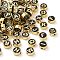 Alloy Enamel Beads, Cadmium Free & Lead Free, Light Gold, Flat Round with Alphabet, Black, Random Mixed Letters, 8x4mm, Hole: 1.5mm
