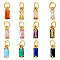 12Pcs 12 Colors Brass Micro Pave Cubic Zirconia Charms, Birthstone Charms, Long-Lasting Plated, with Jump Ring, Real 18K Gold Plated, Rectangle, Mixed Color, 10x3x3mm, Hole: 3mm, 1pc/color
