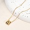 Ion Plating(IP) 304 Stainless Steel Pendant Necklaces, Real 18K Gold Plated, Letter, Letter M, 15.94 inch(40.5cm)~16.14 inch(41cm)+54mm extender, Letters: 10x7.5x4mm.