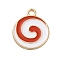 Christmas Alloy Enamel Pendants, Candy Charm, Golden, Red, 19x16x1mm, Hole: 2mm