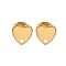 304 Stainless Steel Stud Earring Finding, with Horizontal Loops, Heart, Real 18K Gold Plated, 8x8mm, Hole: 4mm, Pin: 1mm