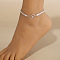 Double Heart Alloy Link Anklets for Women, Silver, 7-7/8 inch(200mm)