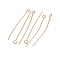 304 Stainless Steel Eye Pins, Real 18K Gold Plated, 22 Gauge, 34.7x0.6mm, Hole: 2mm