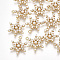 Brass Cubic Zirconia Pendants, with ABS Plastic Imitation Pearl, Snowflake, Real 18K Gold Plated, 17x13x3mm, Hole: 1.2mm