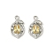 Brass Micro Pave Cubic Zirconia Pendants, Cadmium Free & Nickel Free & Lead Free, Lemon, Platinum, 15.5x9x6mm, Hole: 1.4mm