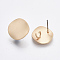 Smooth Surface Iron Stud Earring Findings, with Loop, Raw(Unplated) Pins, Cadmium Free & Lead Free, Flat Round, Matte Gold Color, 15mm, Hole: 3mm, Pin: 0.7mm