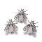 Natural Rose Quartz Brooches, with Alloy Findings, Cicada, Antique Silver, 38x36x8mm, Pin: 0.6mm