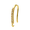 Rack Plating Brass Pave Cubic Zirconia Earring Hooks, Ear Wire, Lead Free & Cadmium Free, Rectangle, Real 18K Gold Plated, 16~17x1.5mm, Hole: 1.2mm, 18 Gauge, Pin: 1mm