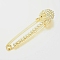 Alloy Glass Rhinestones Brooches, Peacock, Golden, 80x21mm, Pin: 1.5mm