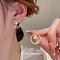 Alloy Rhinestone Flower Stud Earrings, with Enamel & Imitation Pearl Beads & 925 Sterling Silver Pins, Golden, Pink, 10mm