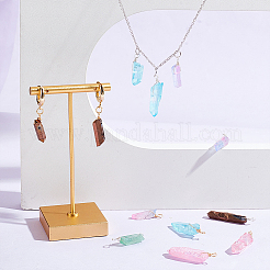 2 комплект подвесок из натурального кварцевого кристалла с гальваническим покрытием 2 цветов&nbsp;G-GA0001-73