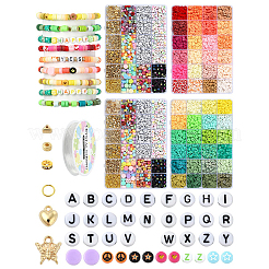 Наборы для изготовления браслетов из плоских круглых бусин ручной работы из полимерной глины и акрила&nbsp;DIY-YW0011-08