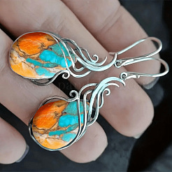 Серьги-подвески из сплава и смолы в богемном стиле&nbsp;FS-WGDB4B9-01