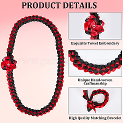 Полиэстеровая лента для почетного выпуска и плетеные браслеты и наборы брошей&nbsp;AJEW-WH20816-001B