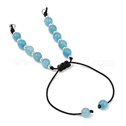 Окрашенный натуральный малайзийский нефрит круглый бисер регулируемый плетеный полиэстеровый шнур изготовление браслета&nbsp;AJEW-JB01325-02