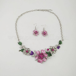Комплект украшений из цветочного сплава со стразами&nbsp;FS-WGD5AB0-01