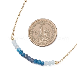 Ожерелья-спутнички из натурального окрашенного малайзийского нефрита с ограненными бусинами-рондель из нержавеющей стали 304 для женщин&nbsp;NJEW-JN05783-03