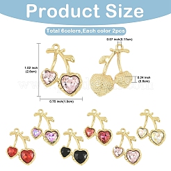 12шт 6 цвета подвески из сплава со стразами&nbsp;FIND-YW0011-04