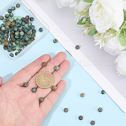 2 нитка матовых натуральных африканских бирюзовых (яшмовых) круглых бусин&nbsp;G-PA0001-33