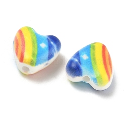 Фарфоровые бусины ручной работы с принтом в виде радужного узора&nbsp;PORC-G016-02