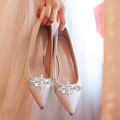 1 шт. цветочный сплав со стеклянными съемными пряжками для обуви&nbsp;AJEW-AN0007-18