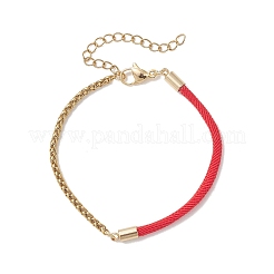 Браслеты из цепочек в виде колосьев пшеницы из нержавеющей стали 304 с нейлоновым шнуром.&nbsp;BJEW-JB13288-03